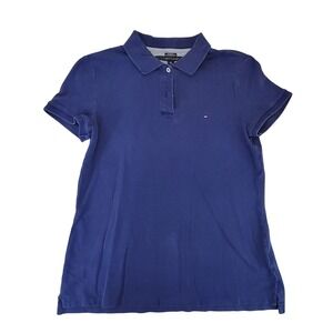 Tommy Hilfiger Womens Relaxed Fit‎ Short Sleeve Blue Polo Shirt Top